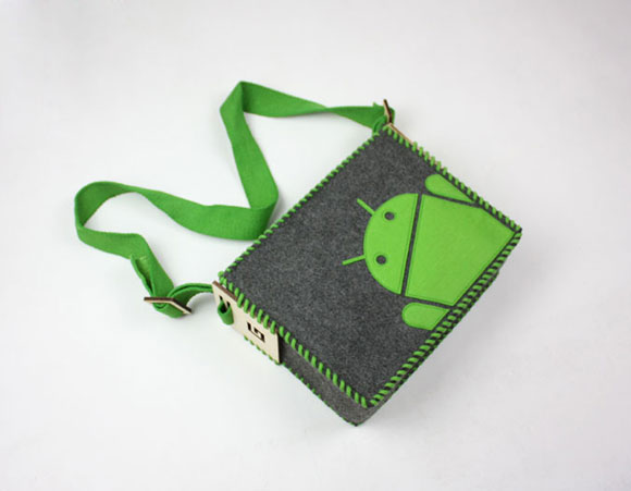 带Android安卓图标的DIY 毛毡单肩包