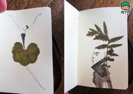 有趣的树叶贴画明信片、书签DIY作品-封存 日