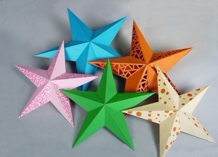 漂亮的五角星纸雕装饰DIY教程-这个很美