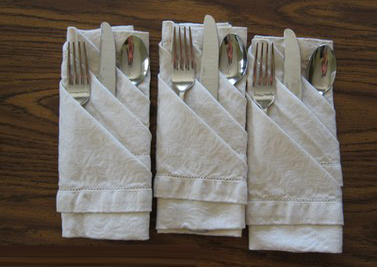 简单实用餐巾折叠的聚餐餐具套方法图解-封存